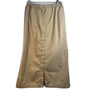 PCC‎ Public Clothing Company Long Aline Khaki Button Front Skirt Cotton Size MD